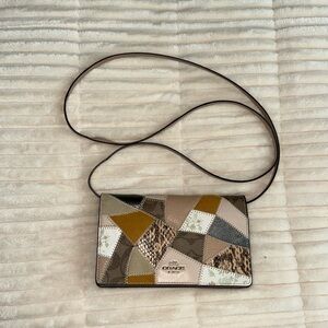 Coach Foldover Leather Patchwork Crossbody Clutch